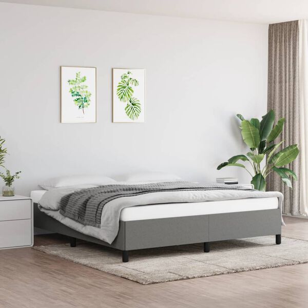 vidaXL Bed Frame without Mattress Dark Grey California King Fabric