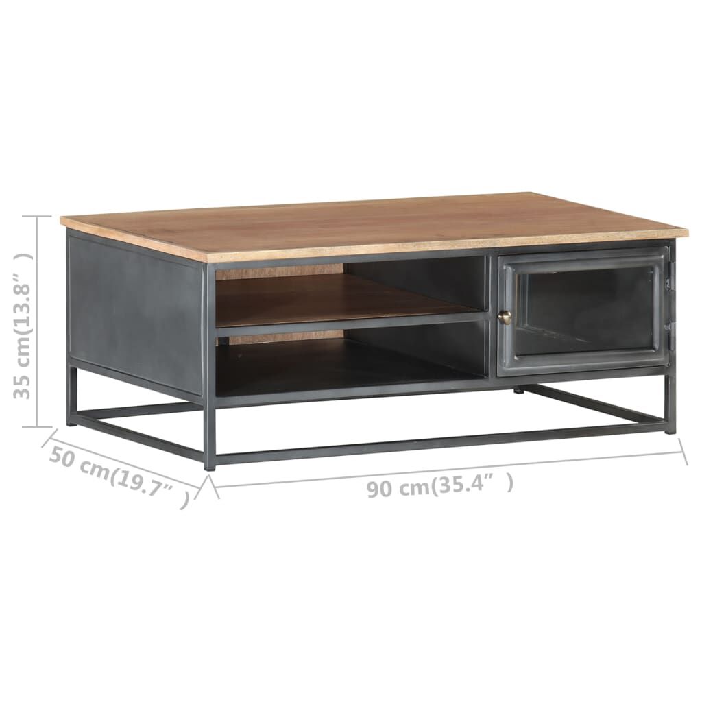 vidaXL Coffee Table Grey 90x50x35 cm Solid Acacia Wood
