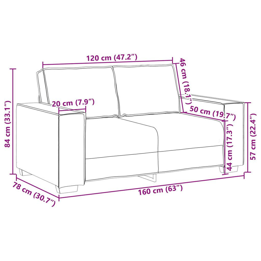 vidaXL Loveseat Sofa Black 120 cm Faux Leather
