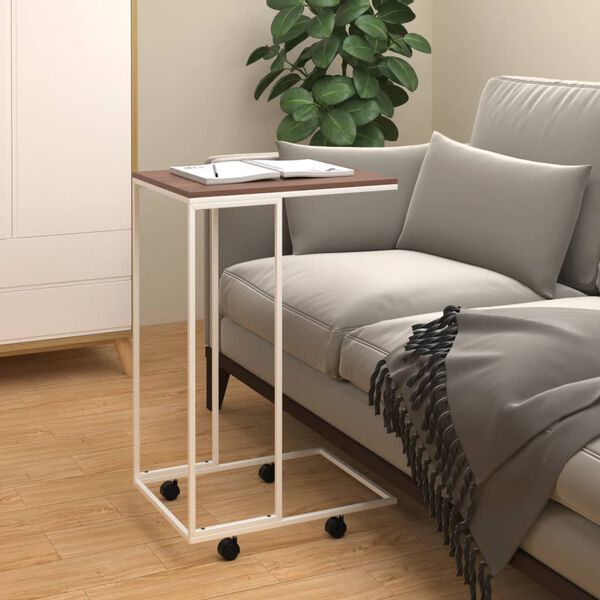 vidaXL Side Table with Wheels White 40x30x63.5 cm Engineered Wood