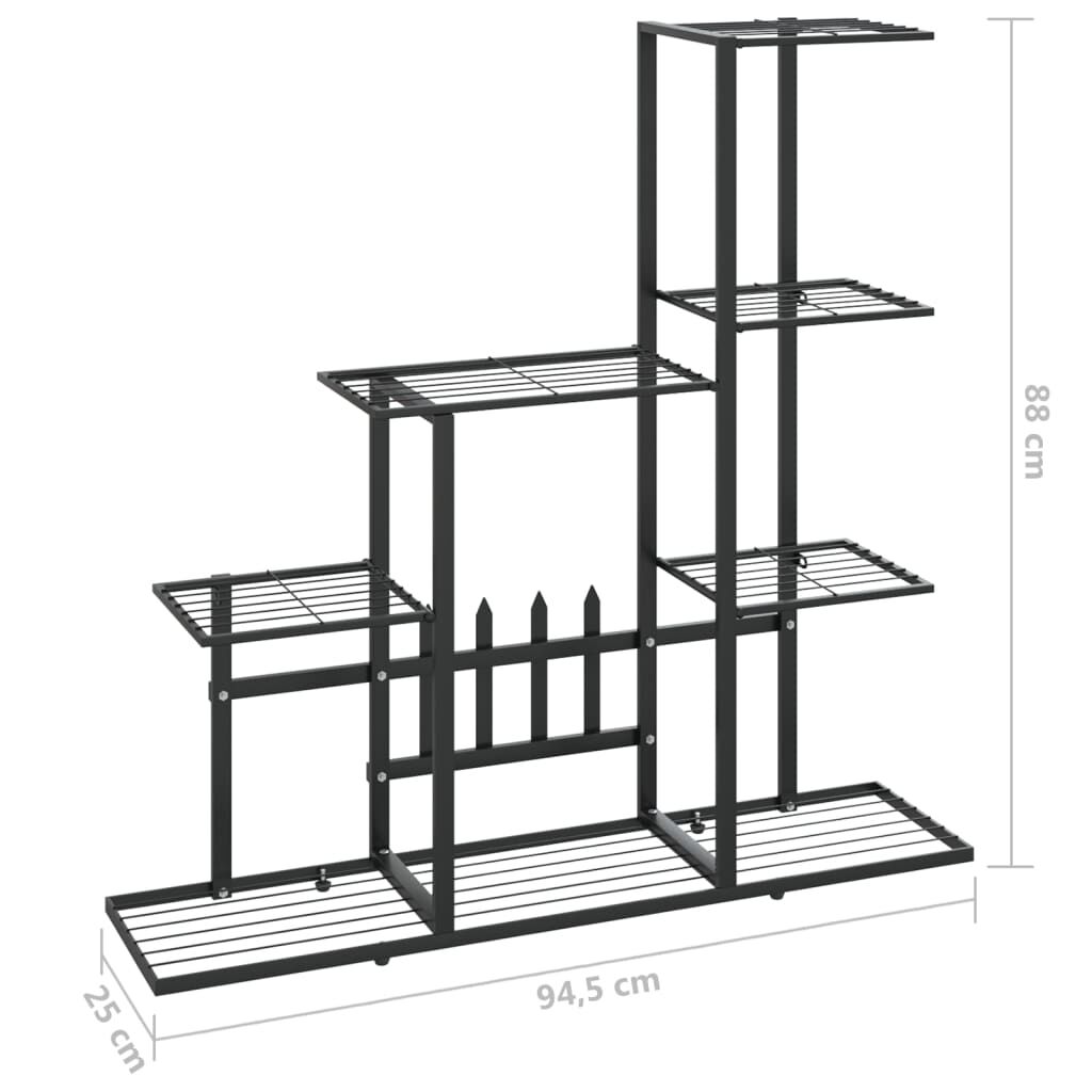 vidaXL Flower Stand 94.5x25x88 cm Black Metal