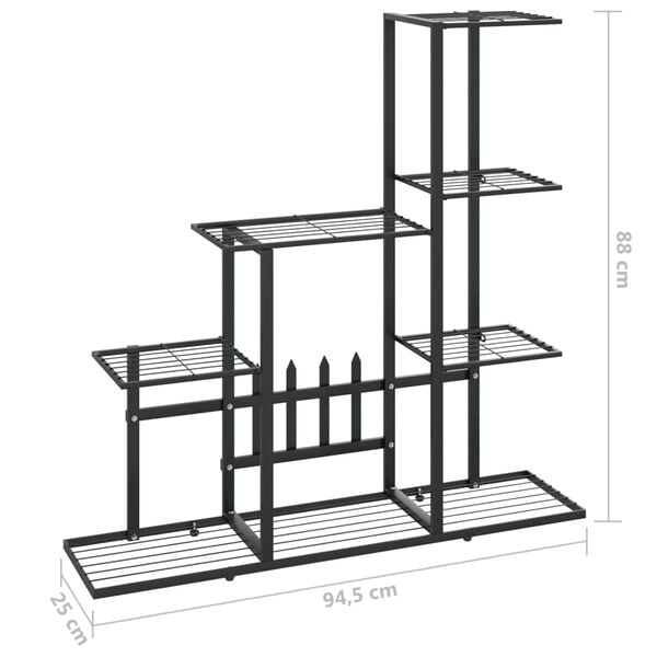 vidaXL Flower Stand 94.5x25x88 cm Black Metal