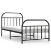 vidaXL Metal Bed Frame without Mattress with Footboard Black 100x190cm