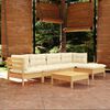 vidaXL 6 Piece Garden Lounge Set with Cream Cushions Pinewood