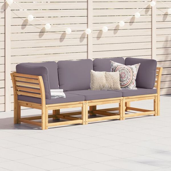 vidaXL 3 Piece Garden Lounge Set with Cushions Solid Wood Acacia