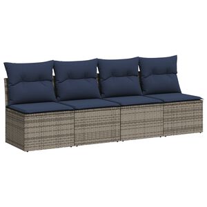 vidaXL Garden Sofa with Cushion Grey 220 x 62 x 69 cm Poly Rattan