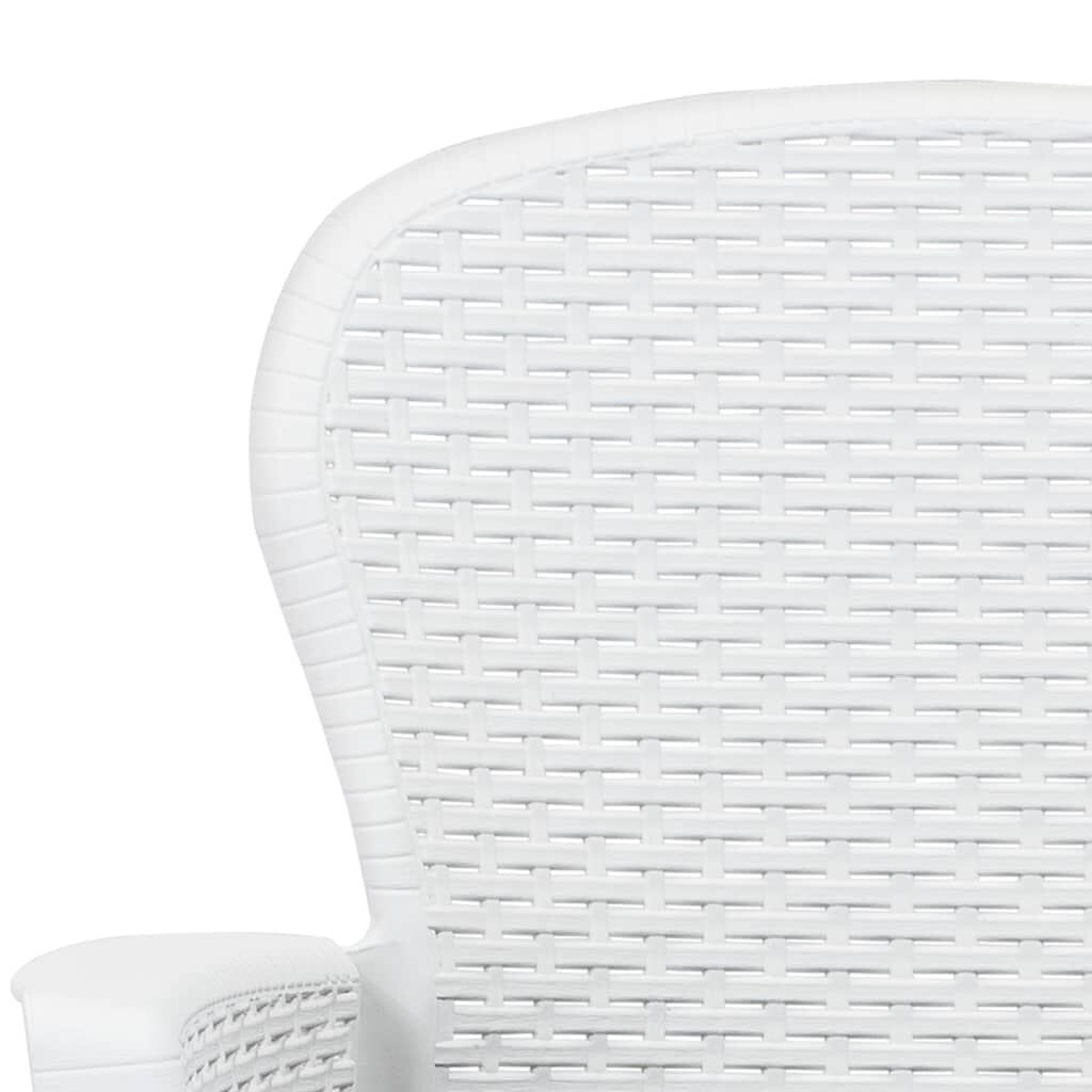 vidaXL Garden Chairs 2 pcs with Cushion White Plastic Rattan Look
