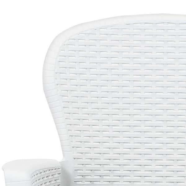vidaXL Garden Chairs 2 pcs with Cushion White Plastic Rattan Look