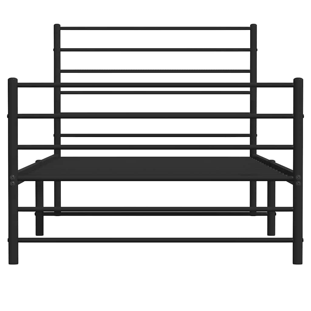 vidaXL Metal Bed Frame without Mattress with Footboard Black 100x190cm