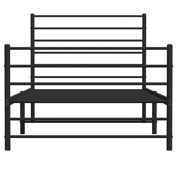 vidaXL Metal Bed Frame without Mattress with Footboard Black 100x190cm