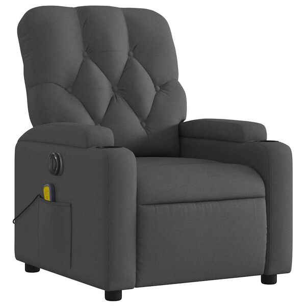 vidaXL Electric Massage Recliner Chair Dark Grey Fabric