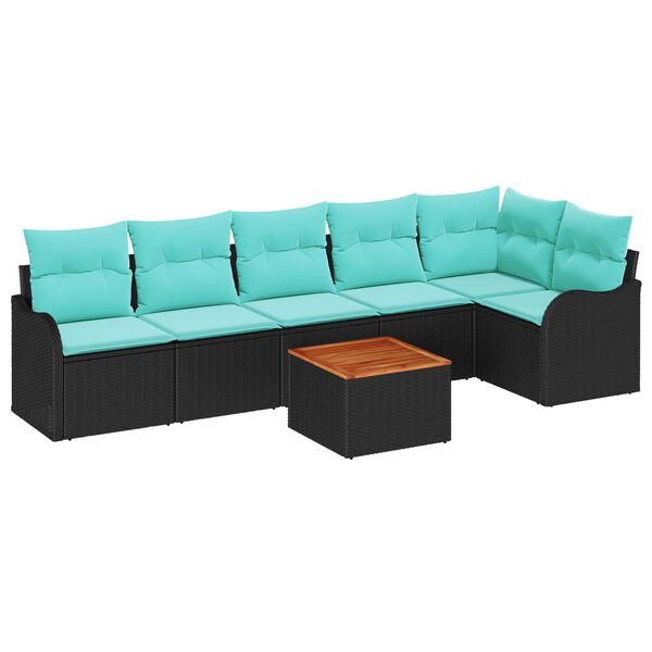 vidaXL Garden Sofa Set 7 pcs Black, turquoise