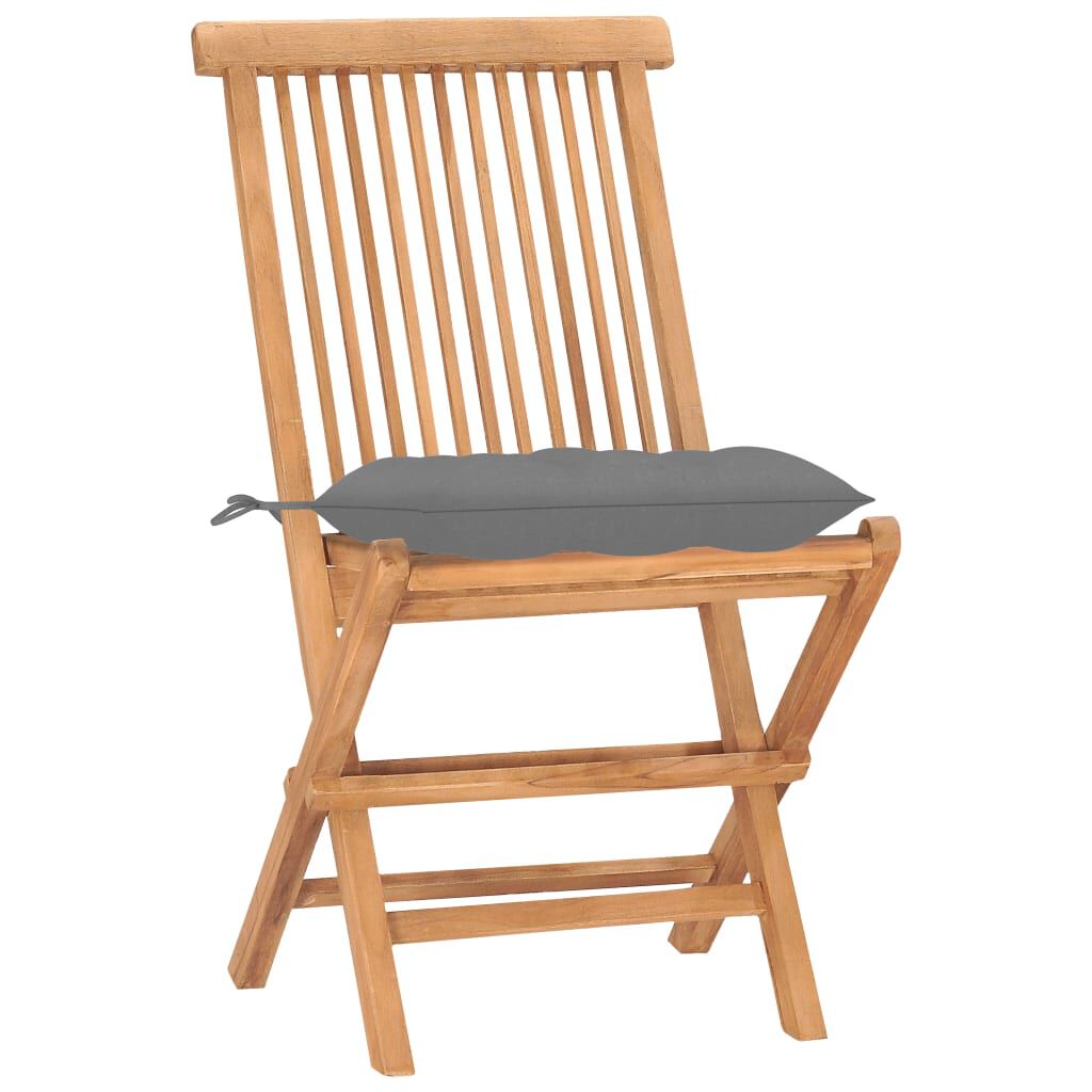 vidaXL 3 Piece Folding Outdoor Dining Set with Cushion Solid Wood Teak