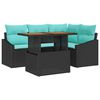 vidaXL Garden Sofa Set with Cushion 5 pcs Black Poly Rattan