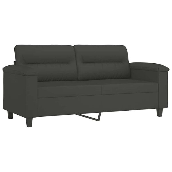 vidaXL 2-Seater Sofa with Pillows&Cushions Dark Grey 140 cm Microfibre Fabric