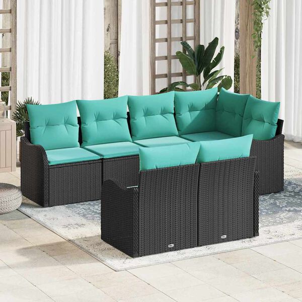vidaXL Garden Sofa Set Black Poly Rattan