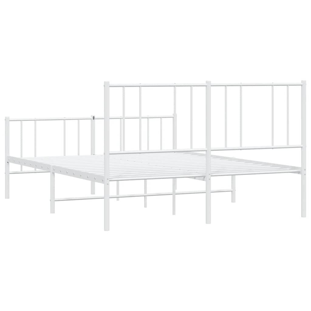 vidaXL Metal Bed Frame without Mattress with Footboard White 150x200cm