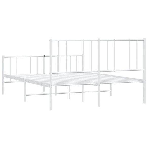 vidaXL Metal Bed Frame without Mattress with Footboard White 150x200cm