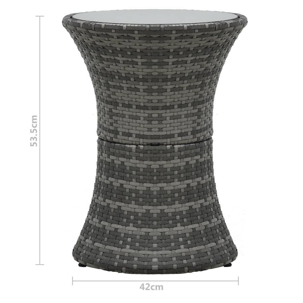 vidaXL Garden Side Table Drum Shape Grey Poly Rattan