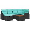 vidaXL Garden Sofa Set with Cushion 7 pcs Black Poly rattan