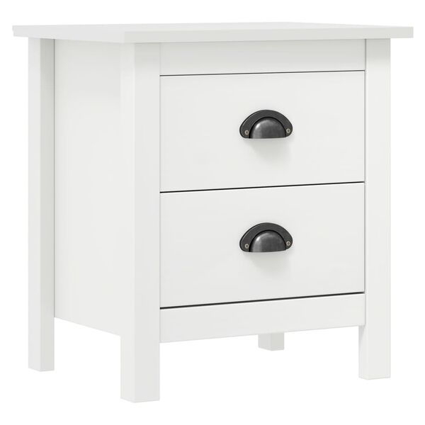 vidaXL Bedside Cabinet Hill White 46x35x49.5 cm Solid Pine Wood