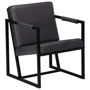 vidaXL Armchair Grey Real Leather