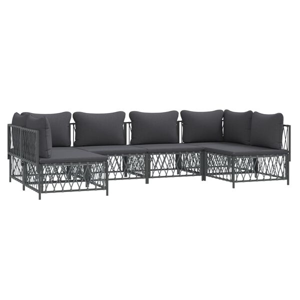 vidaXL 6 Piece Garden Lounge Set with Cushions Anthracite Steel