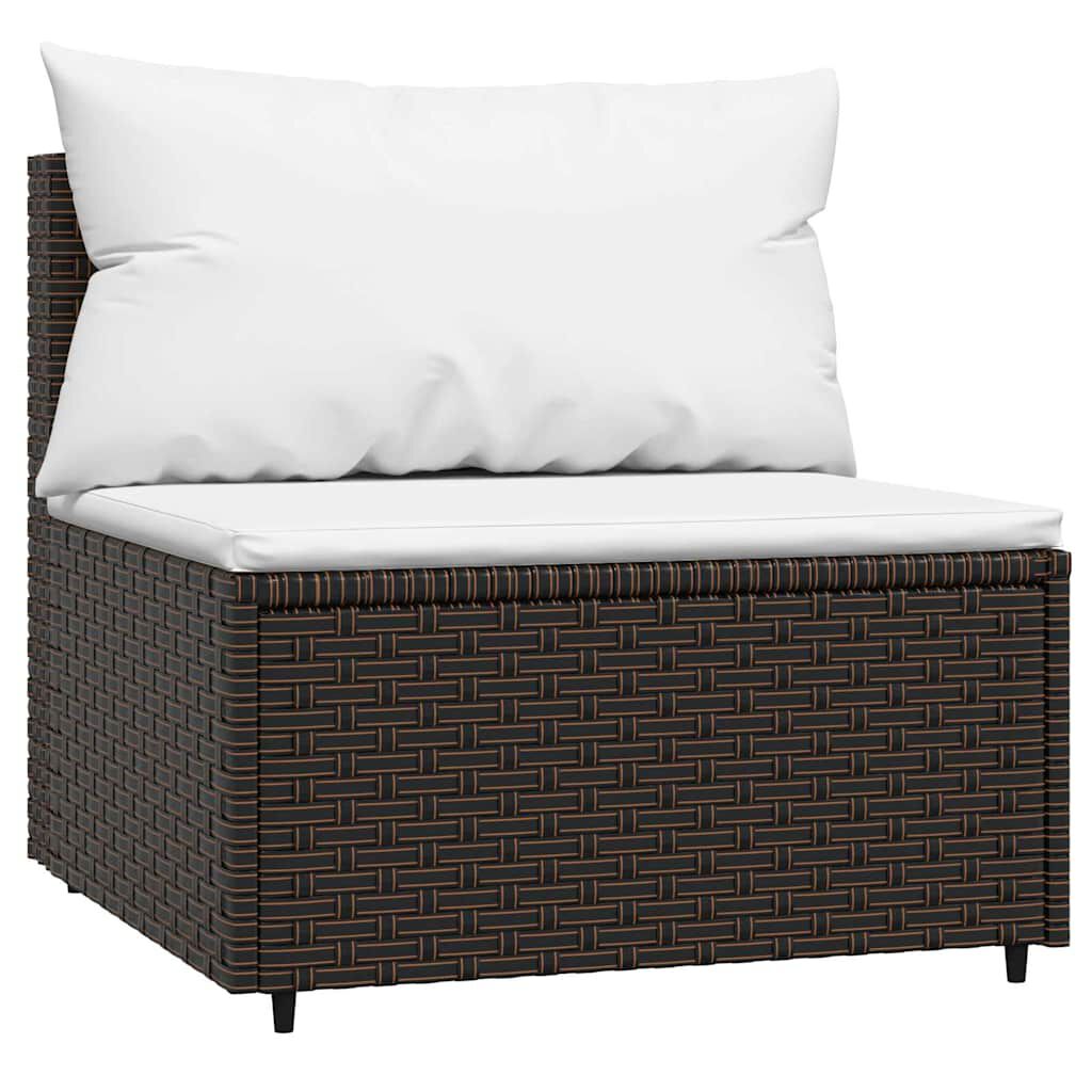 vidaXL 3 Piece Garden Lounge Set with Cushions Brown Poly Rattan