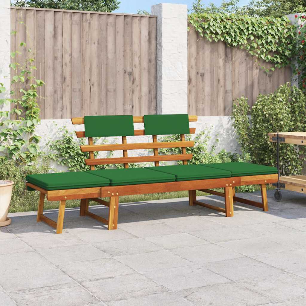 vidaXL Garden Bench with Cushions 2-in-1 190 cm Solid Acacia Wood