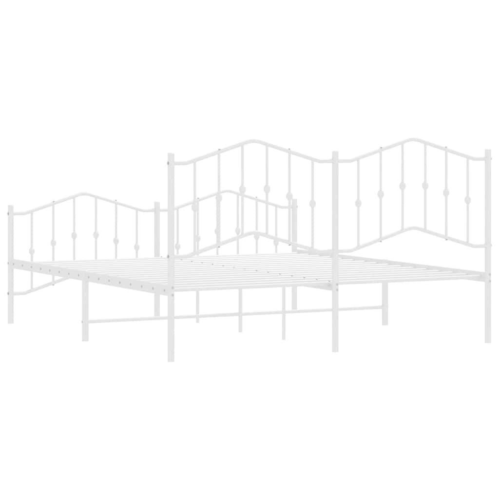 vidaXL Metal Bed Frame without Mattress with Footboard White 183x213cm