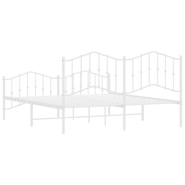 vidaXL Metal Bed Frame without Mattress with Footboard White 183x213cm