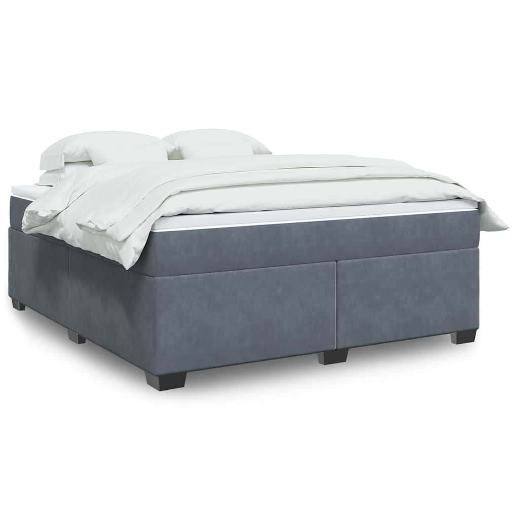 vidaXL Box Spring Bed with Mattress Dark Grey California King Velvet