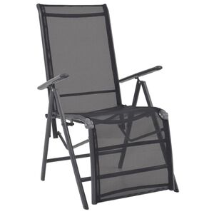 vidaXL Reclining Deck Chair Aluminium and Textilene Black