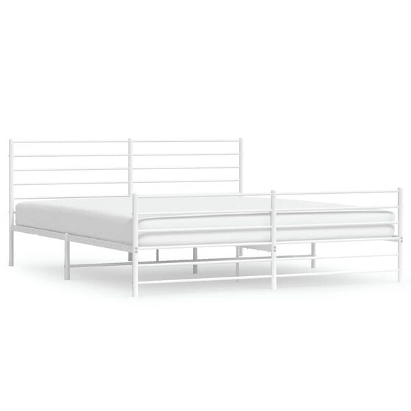 vidaXL Metal Bed Frame without Mattress with Footboard White 183x213cm