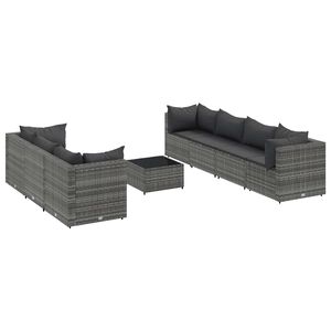 vidaXL 8 Piece Garden Lounge Set with Cushions Grey Poly Rattan