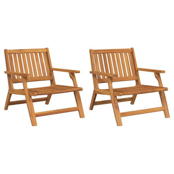 vidaXL Relax Bench 2 pcs Brown Solid Acacia Wood
