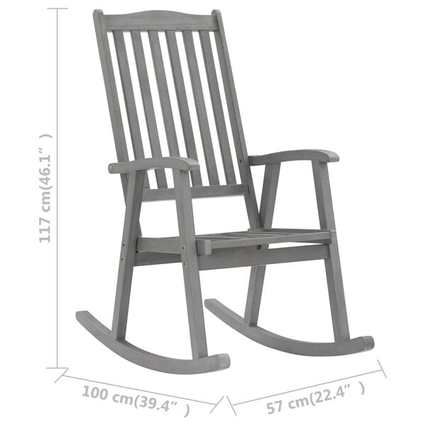 vidaXL Rocking Chair with Cushions Grey Solid Acacia Wood