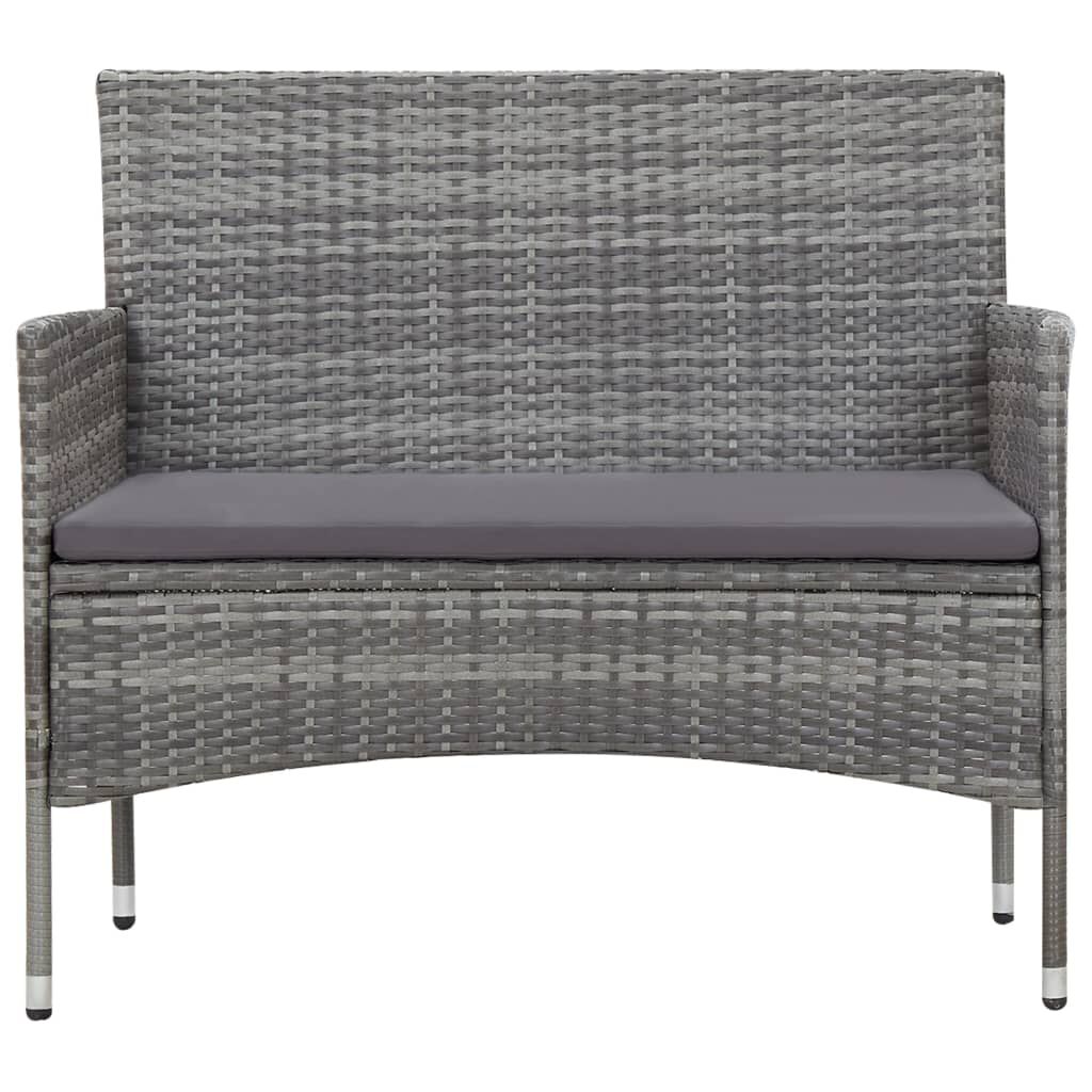 vidaXL 5 Piece Garden Lounge Set With Cushions Poly Rattan Grey