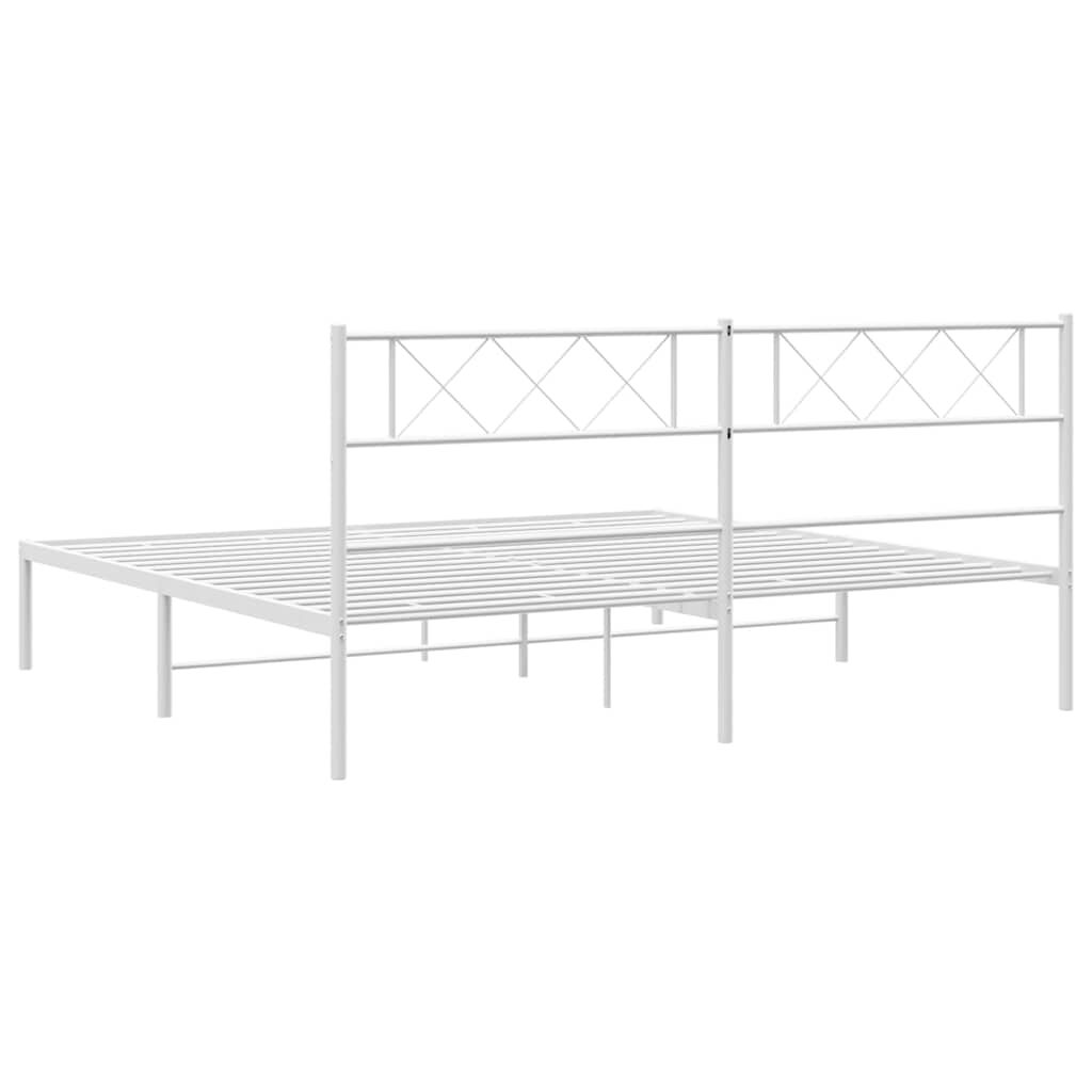 vidaXL Metal Bed Frame without Mattress with Headboard White 183x213cm