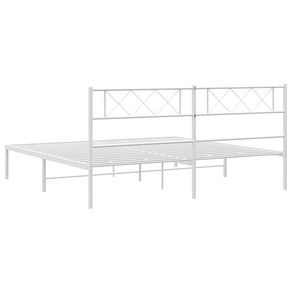vidaXL Metal Bed Frame without Mattress with Headboard White 183x213cm