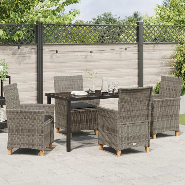 vidaXL Garden Dining Set 5 pcs Grey Poly Rattan
