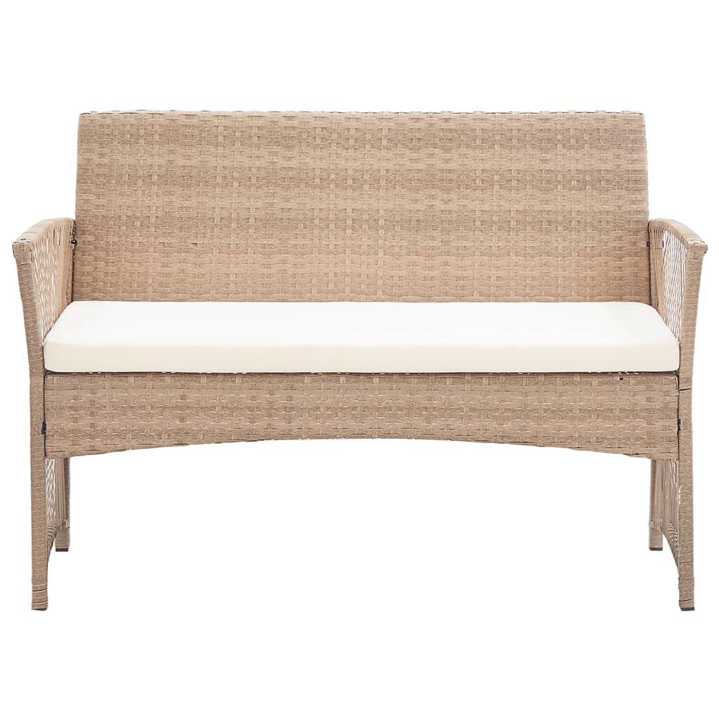 vidaXL 4 Piece Garden Lounge Set with Cushion Poly Rattan Beige