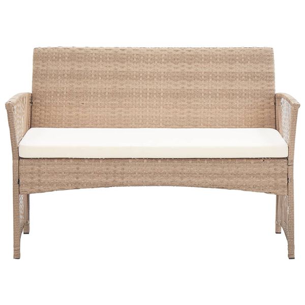 vidaXL 4 Piece Garden Lounge Set with Cushion Poly Rattan Beige