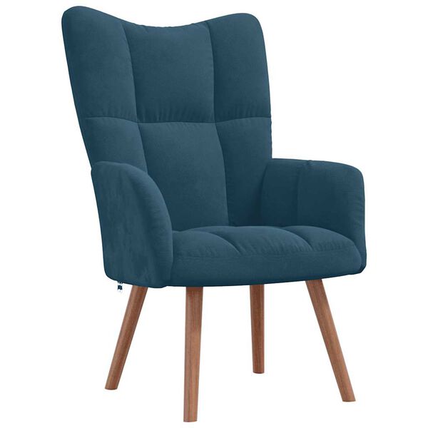 vidaXL Relaxing Chair Blue Velvet