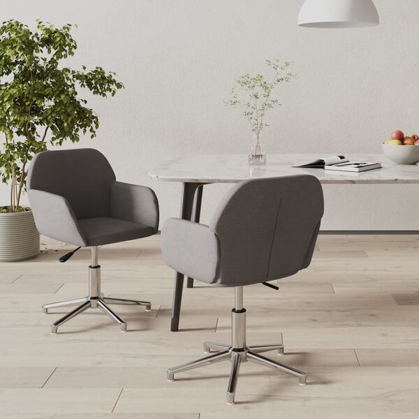 vidaXL Swivel Dining Chairs 2 pcs Light Grey Fabric