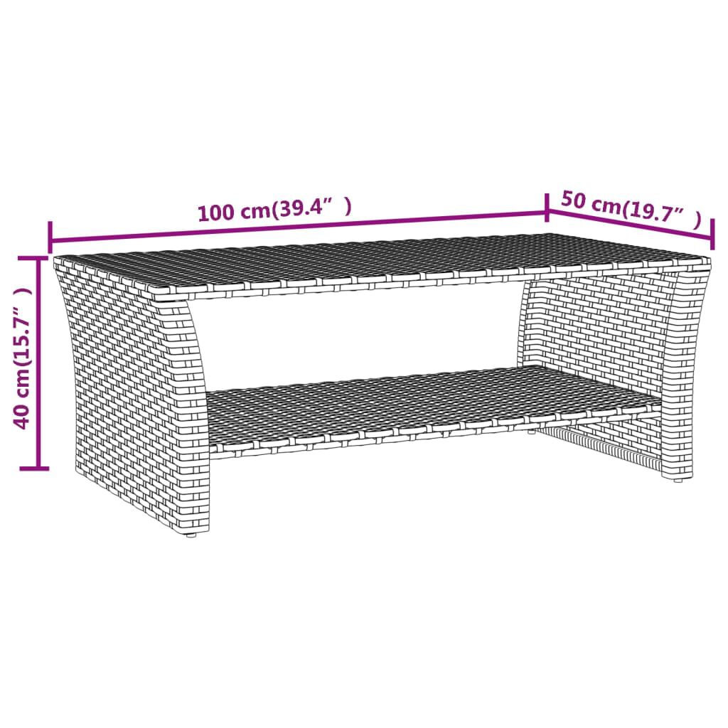 vidaXL Coffee Table Black 100x50x40 cm Poly Rattan