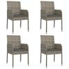vidaXL 5 Piece Garden Dining Set with Cushions Black and Grey Poly Rattan