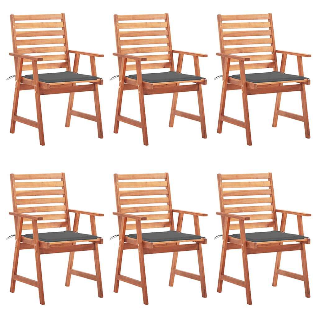 vidaXL Outdoor Dining Chairs 6 pcs with Cushions Solid Acacia Wood