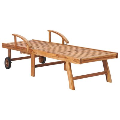 vidaXL Sun Lounger with Anthracite Cushion Solid Teak Wood