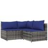 vidaXL 4 Piece Garden Lounge Set with Cushions Grey Poly Rattan